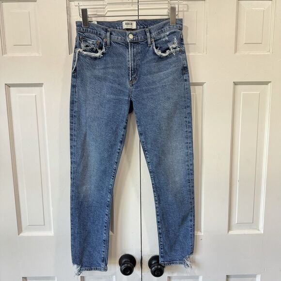 Agolde Toni Slim Straight Leg Jeans High Rise Distressed Denim Organic Cotton 28 - Picture 2 of 16